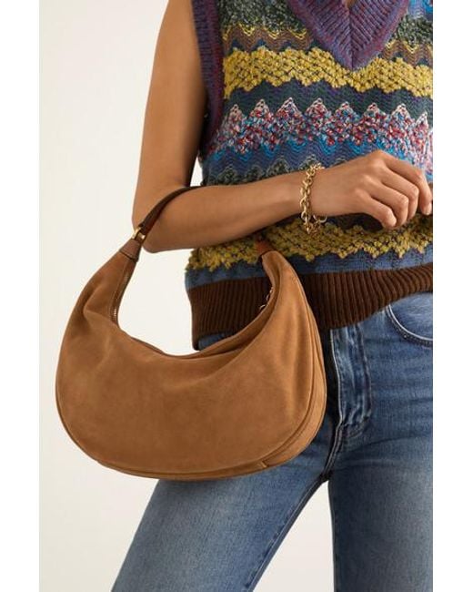STAUD Sasha Small Suede Shoulder Bag in Tan (Brown) Lyst