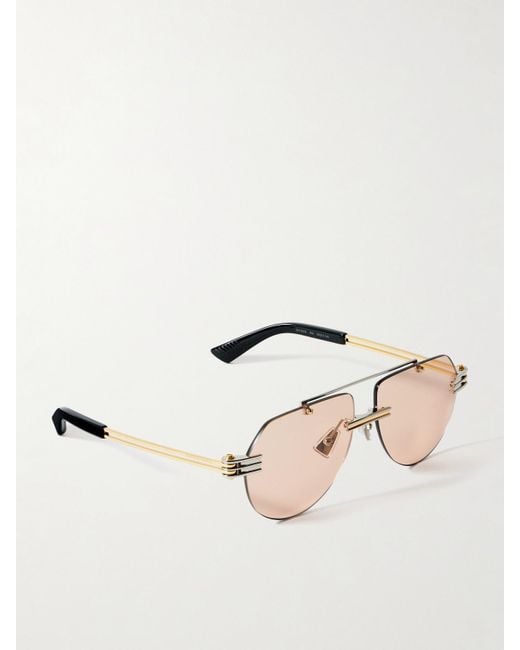 Bottega Veneta Natural Aviator-Style And-Tone Sunglasses