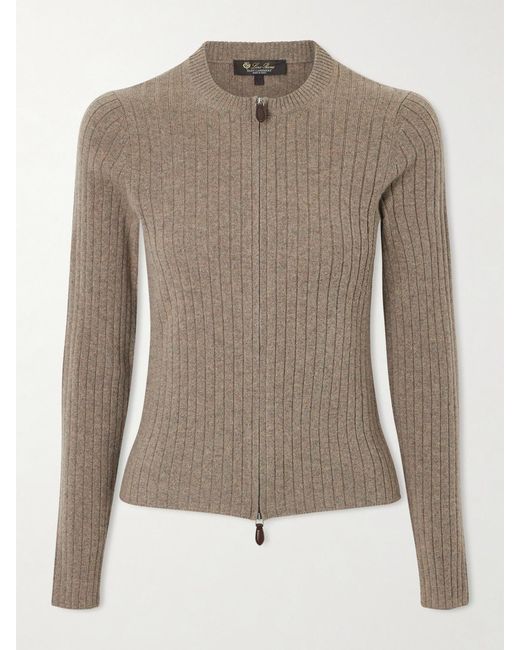 Loro Piana Natural Ribbed Cashmere Cardigan