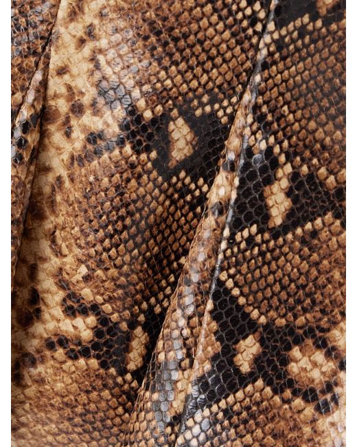 Salon 1884 Brown Izabel Paneled Snake-Effect Leather Peplum Top