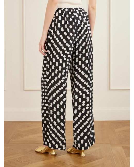 Dries Van Noten White Puvis Polka-Dot Satin Straight-Leg Pants