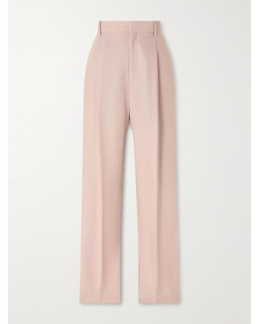 Wardrobe NYC Pink Pleated Mohair-Blend Twill Straight-Leg Pants