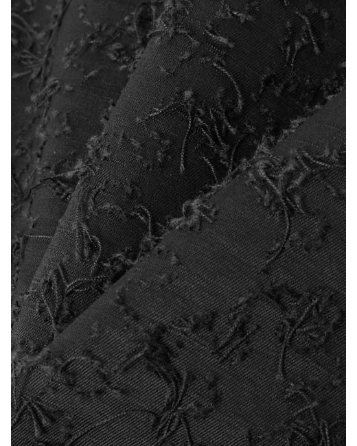 D'Estree Black Alice Gathered Fil Coupé Organic Cotton Top