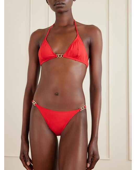 Nili Lotan Red Embellished Bikini Briefs