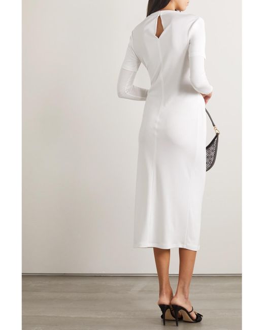 Loewe White Draped Jersey Maxi Dress