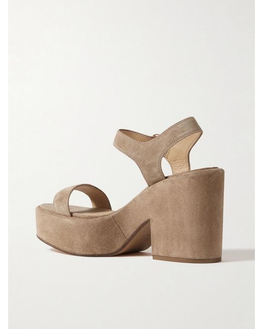 Gabriela Hearst Natural Iman Suede Platform Sandals