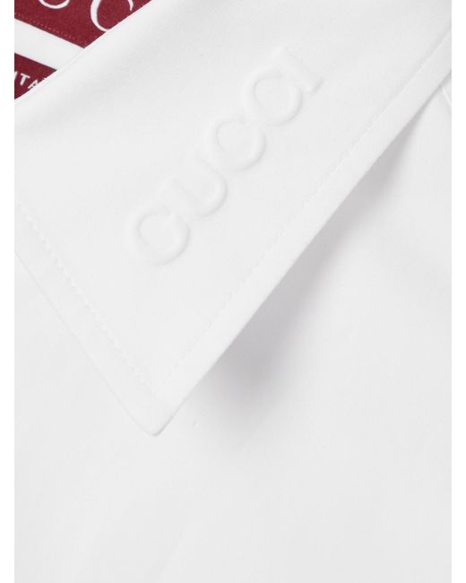Gucci White Oversized-Hemd Aus Baumwollpopeline Mit Applikation