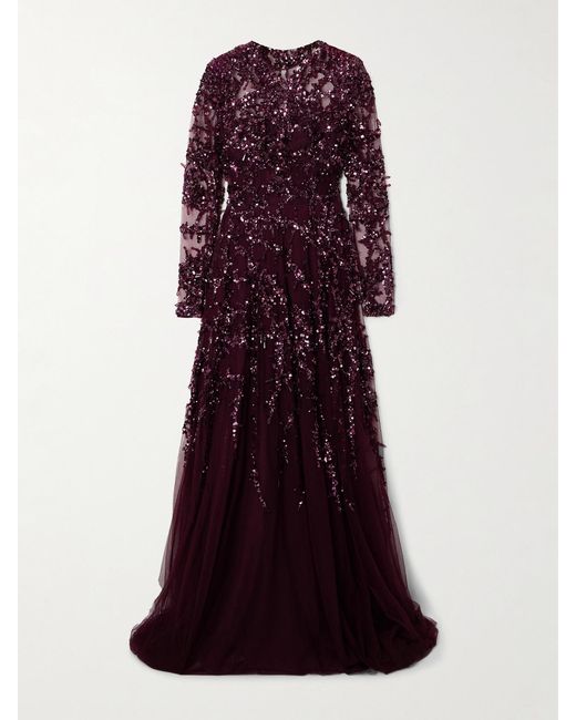 Zuhair Murad Purple Embellished Tulle Gown