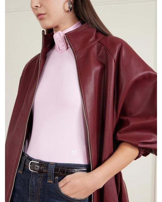 Courreges Pink Buckled Jersey Mockneck Bodysuit