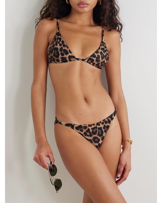 Anine Bing Black Bellamy Leopard-Print Recycled Bikini Briefs