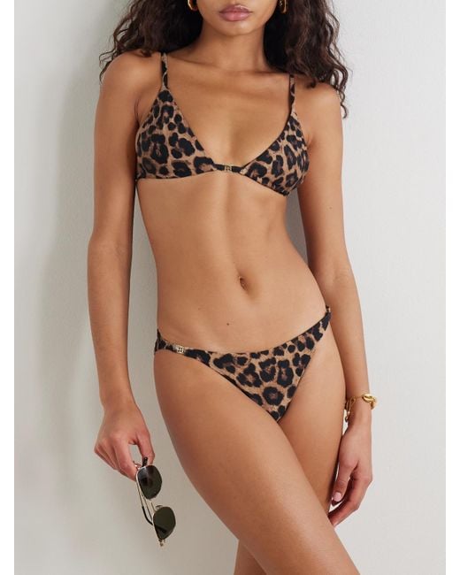 Anine Bing Natural Bellamy Leopard-Print Recycled Bikini Top
