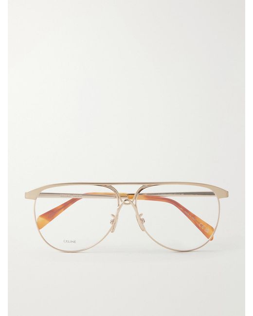 Céline Natural Aviator-Style Metal Glasses