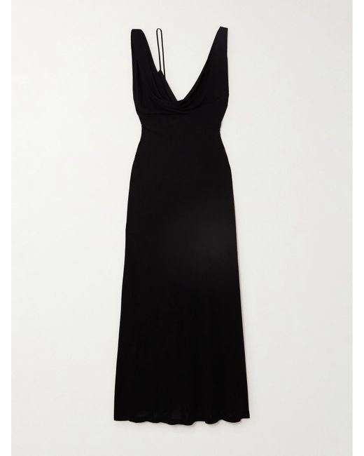 Totême  Black Twisted Draped Satin Maxi Dress