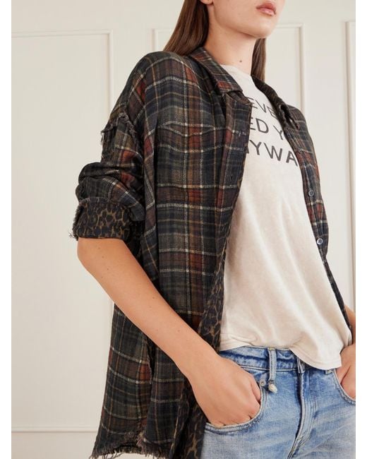 R13 Black Checked Cotton Reversible Shirt