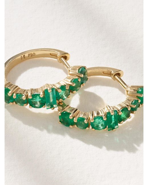 Ileana Makri Blue 18-Karat Emerald Hoop Earrings