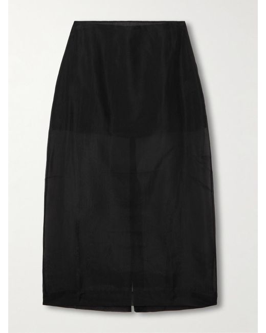 Frankie Shop Black Peri Silk-Blend Organza Midi Skirt