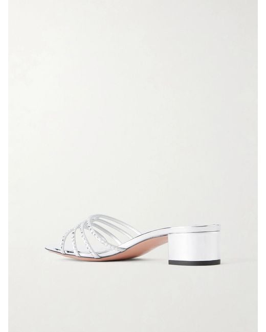 Aquazzura Natural Sensation 35 Embellished Metallic Leather Mule