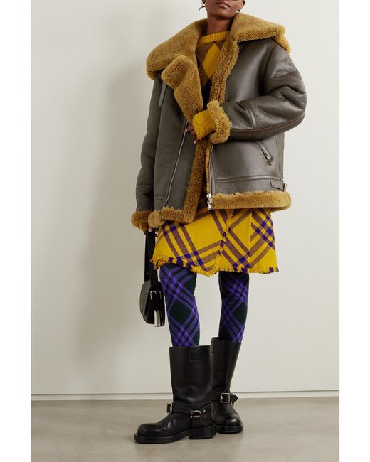 Burberry Green Shearling Aviator Jacket