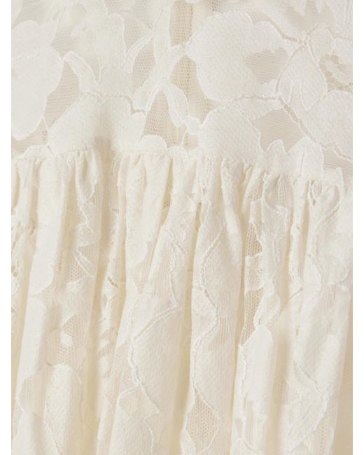 Zimmermann White Illuminate Gathered Cotton-Blend Lace Blouse