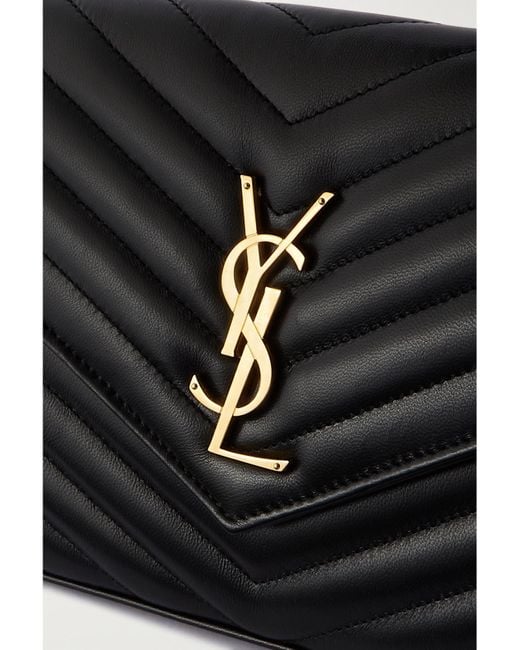 Saint Laurent Black Cassandre Schultertasche Aus Strukturiertem Matelassé-Leder