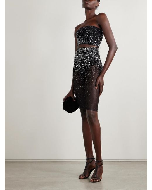 Alex Perry Black Crystal-Embellished Tulle Skirt
