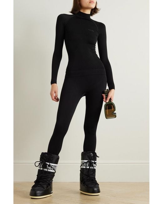 Falke Black Maximum Warm Stretch-Jersey Turtleneck Top