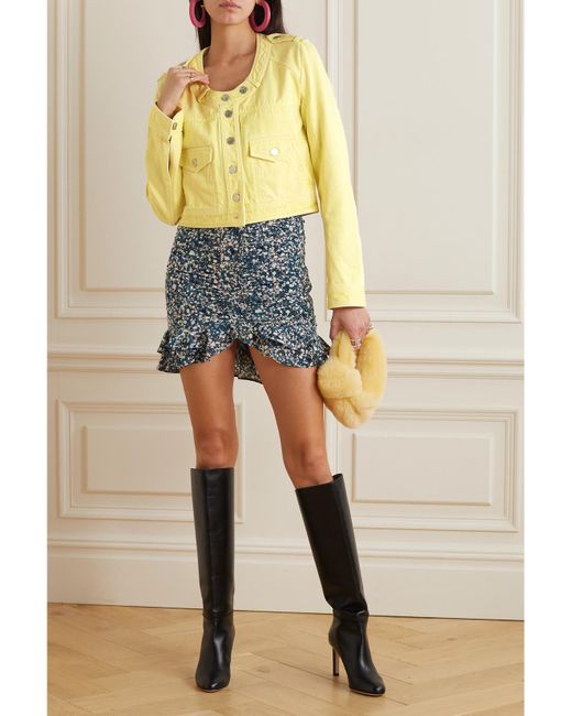 Isabel Marant Yellow Valene Cropped Denim Jacket
