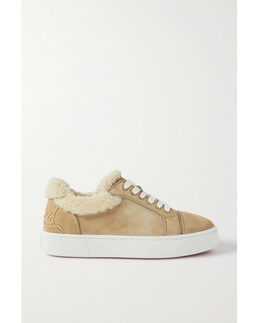 Christian Louboutin Fun Vierissima Shearling Lined Suede Sneakers In