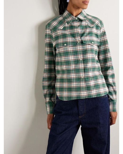 Twp Green New Carter Checked Cotton-Flannel Shirt