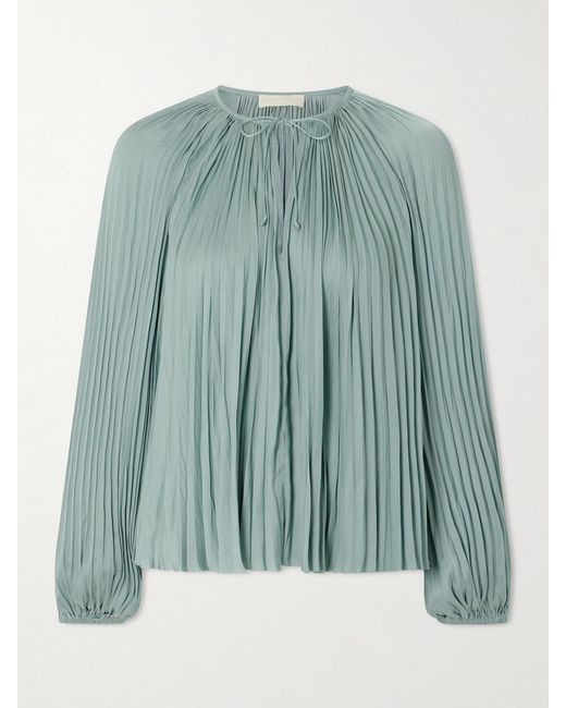 Ulla Johnson Green Electra Bluse Aus Satin Mit Plissee