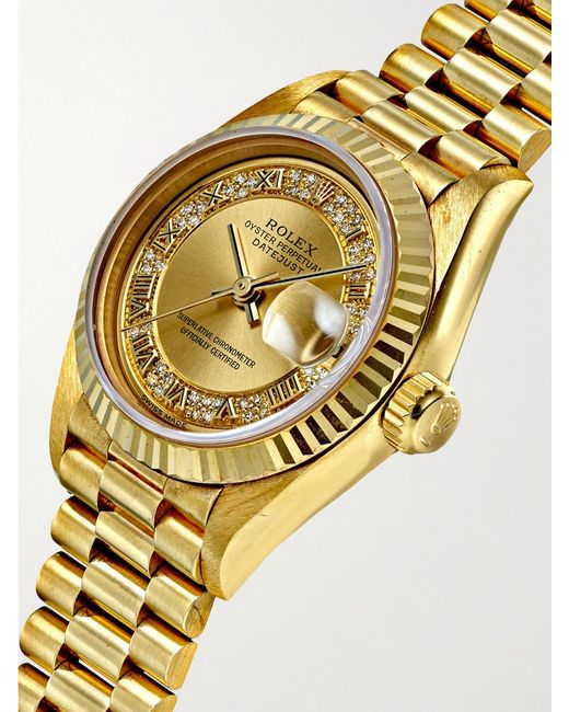 Stephanie Windsor Metallic Rolex Vintage 1995 Datejust Automatic 26Mm 18-Karat And Diamond Watch, Ref. No. 69178 (Fits Up To 6.1' Wrist)