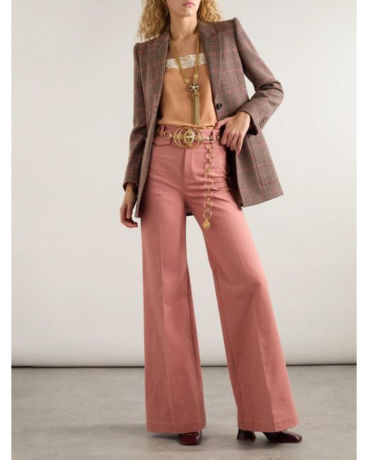 Chloé Brown Checked Wool Blazer