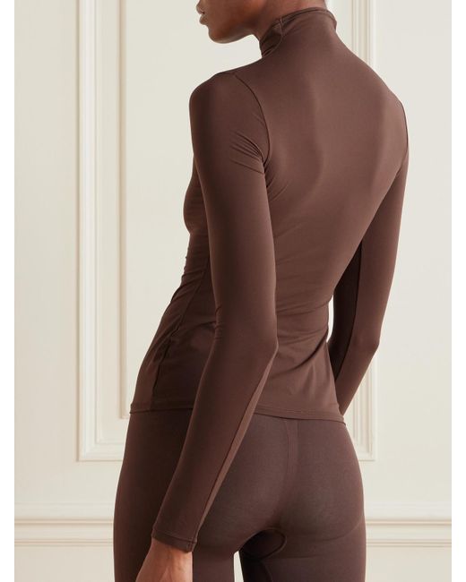 Skims Brown Fits Everybody Turtleneck Top – Cocoa – Oberteil Mit Stehkragen