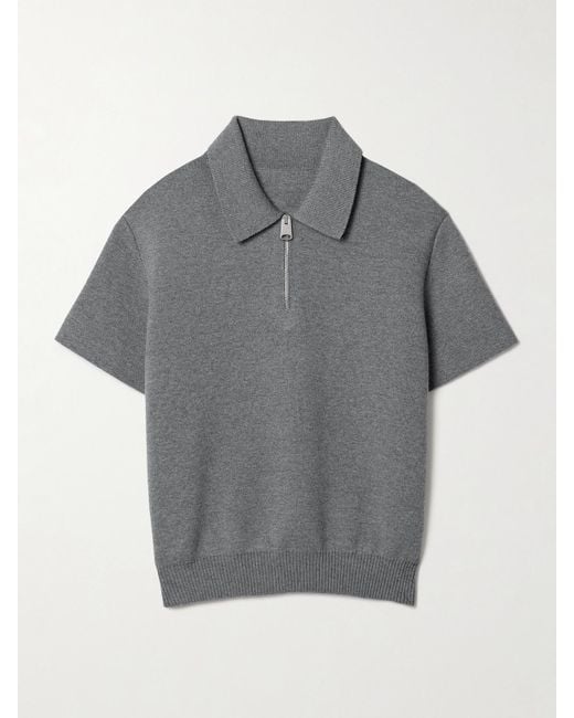 Khaite Gray Gulliame Wool-Blend Polo Top