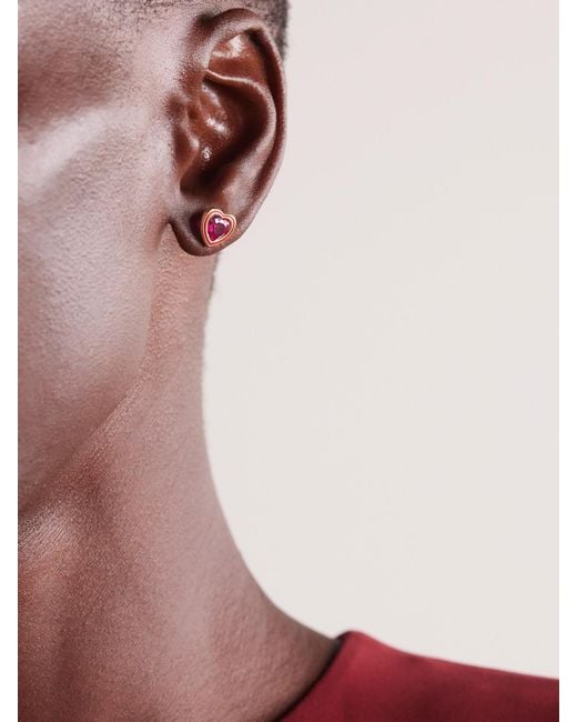 Alison Lou Pink Madison 14-Karat, Laboratory-Grown Ruby And Enamel Earrings