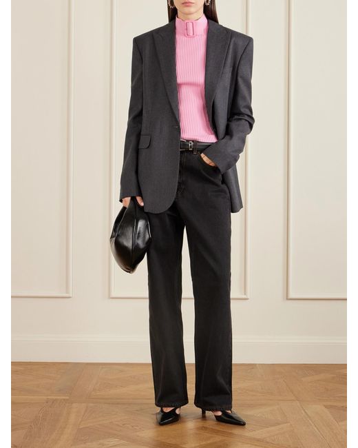 Courreges Pink Buckled Ribbed-Knit Top