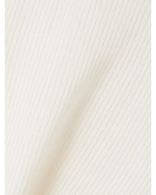 Twp White Ribbed Merino Wool Turtleneck Sweater