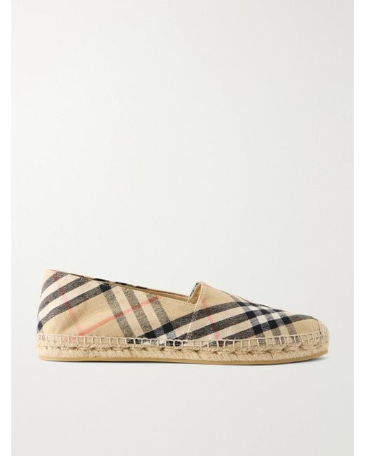 Burberry Natural Lf Mews Check Flat Espadrillas