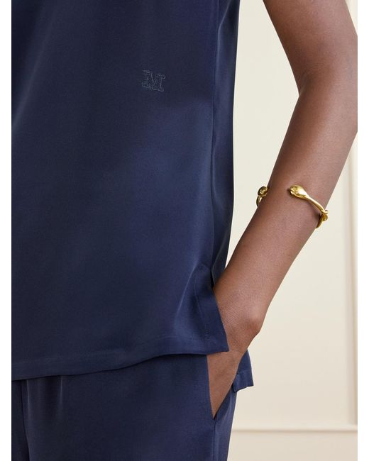 Max Mara Blue Draped Silk Tank
