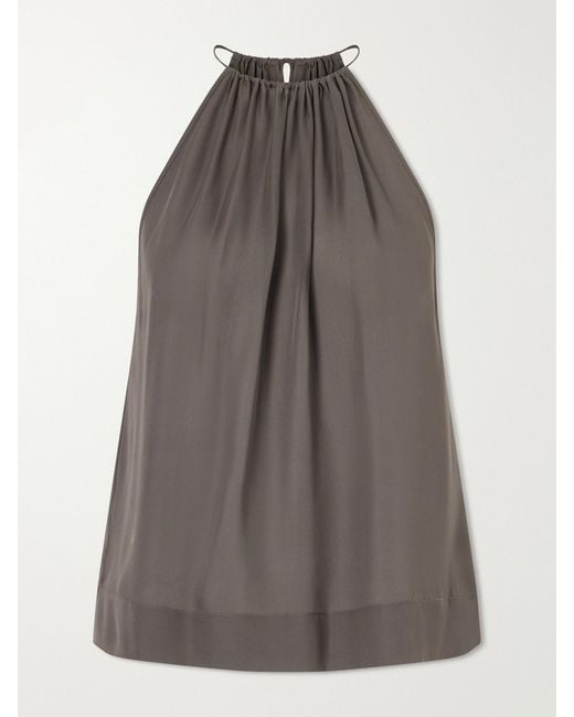 Nili Lotan Gray Nikki Silk Halterneck Tank