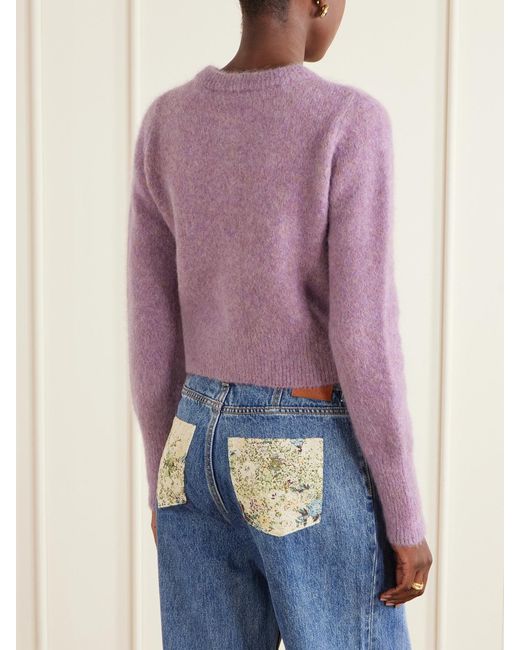 ALÉMAIS Pink Reggie Sequin-Embellished Mohair, Alpaca And Wool-Blend Cardigan