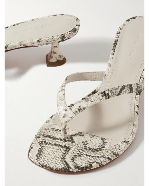 AMINA MUADDI Natural Juliette Snake-Effect Leather Sandals