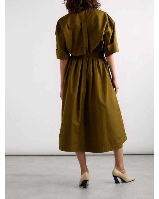 Bottega Veneta Green Midikleid Aus Baumwoll-Canvas