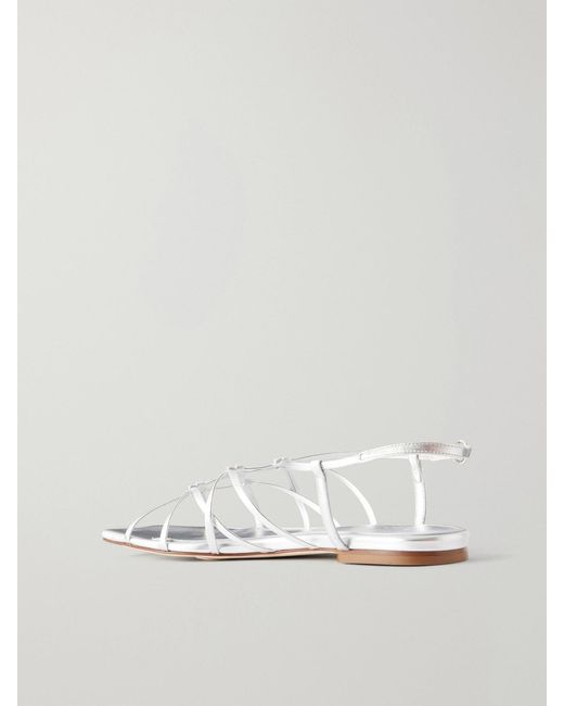 Aeyde White Anisa Leather Flat Sandals