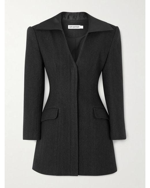 Self-Portrait Black Wool-Blend Mini Dress