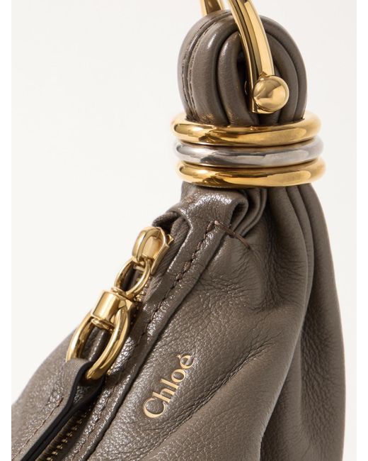 Chloé Gray Bracelet Schultertasche Aus Strukturiertem Leder Mit Verzierungen