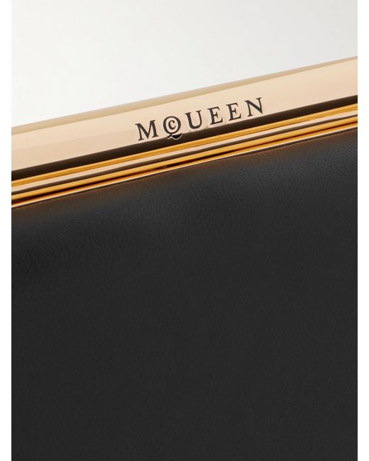 Alexander McQueen Black T-Bar Clutch Aus Leder