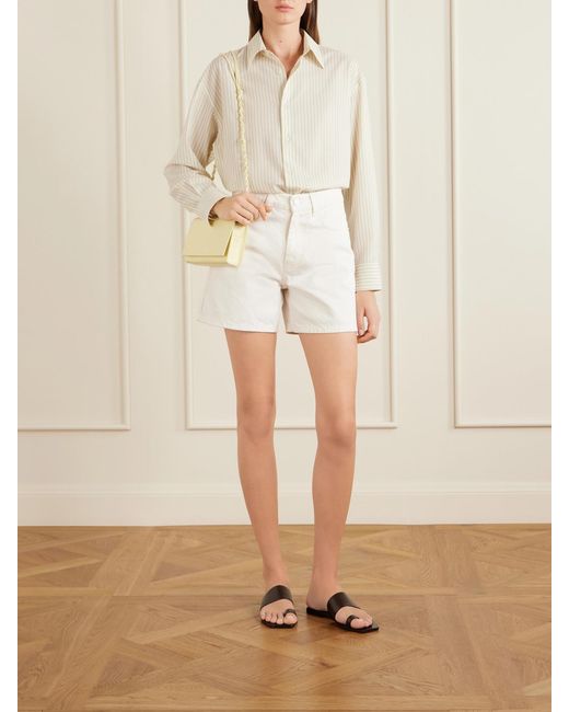 Aeyde White Sibel Leather Flat Sandals