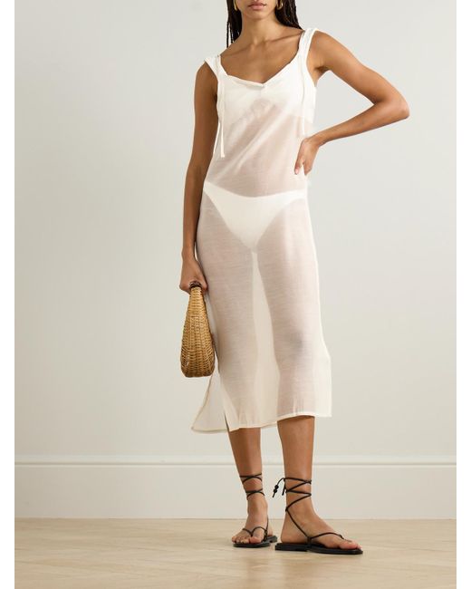 Frankie Shop White Madeline Voile Midi Dress