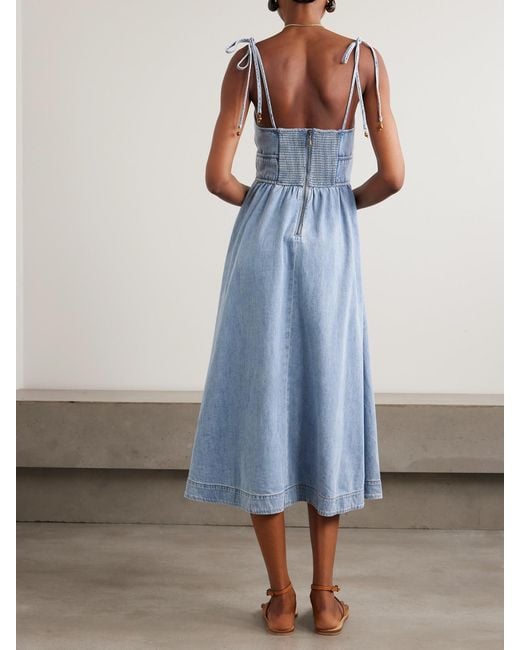 Zimmermann Blue Wanderlust Denim Midi Dress